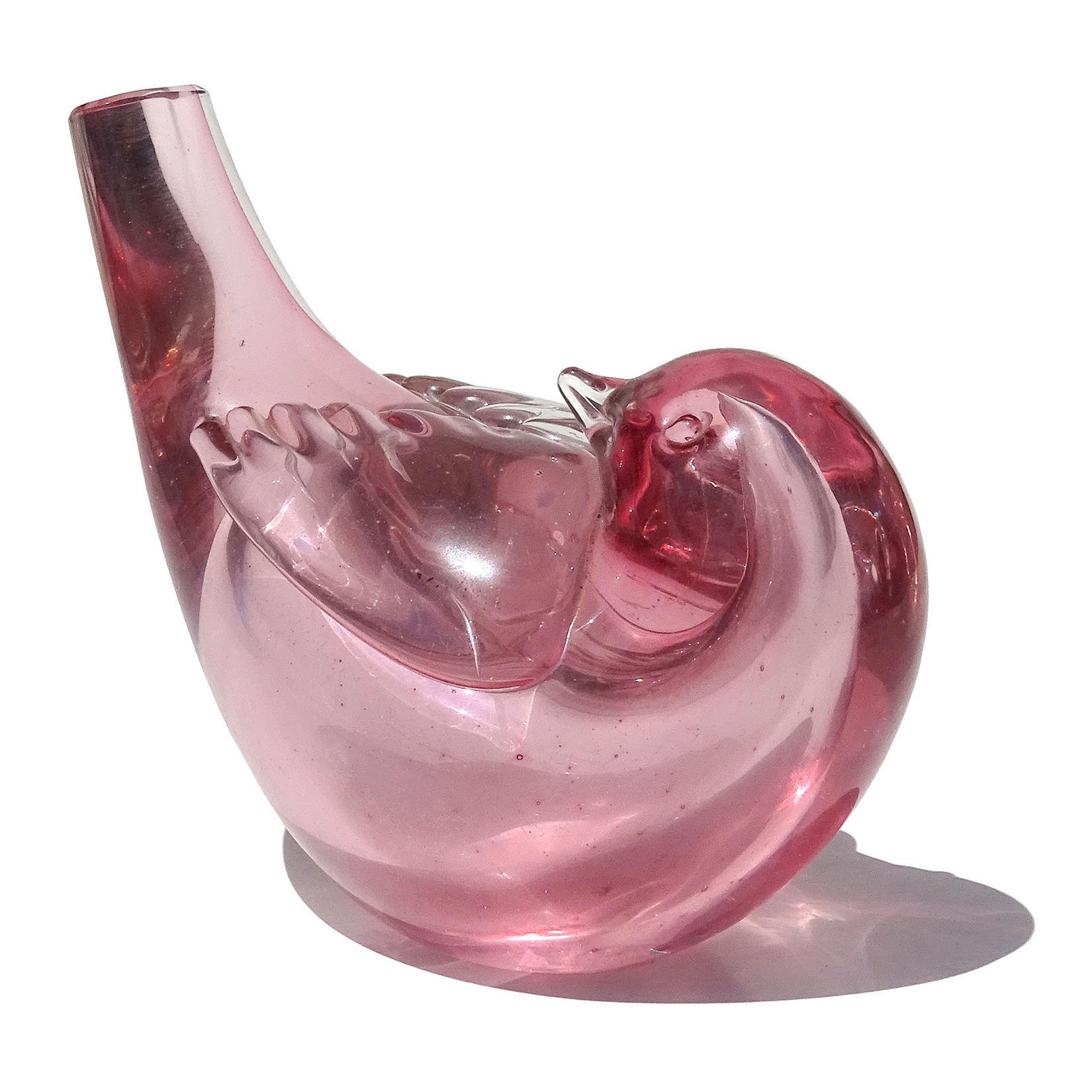 Venini Tyra Lundgren Murano Vollständig signiert rosa italienischen Kunstglas Vogel Figur (Art déco)