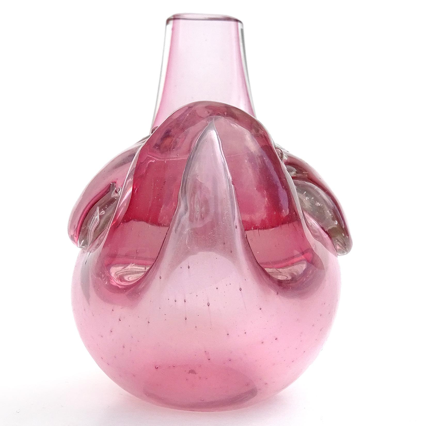 Hand-Crafted Venini Tyra Lundgren Murano Fully Signed Pink Italian Art Glass Bird Figurine
