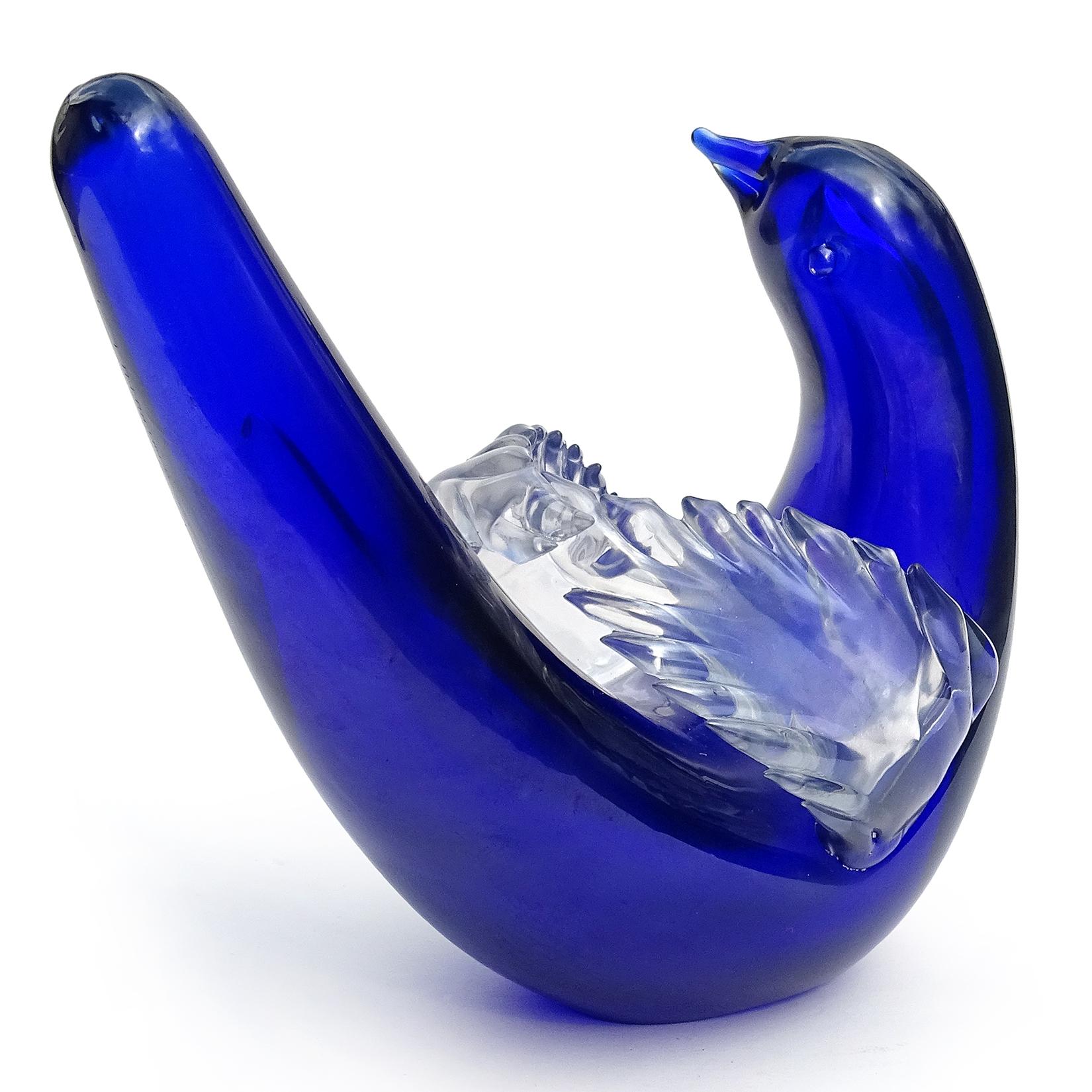 cobalt blue glass bird