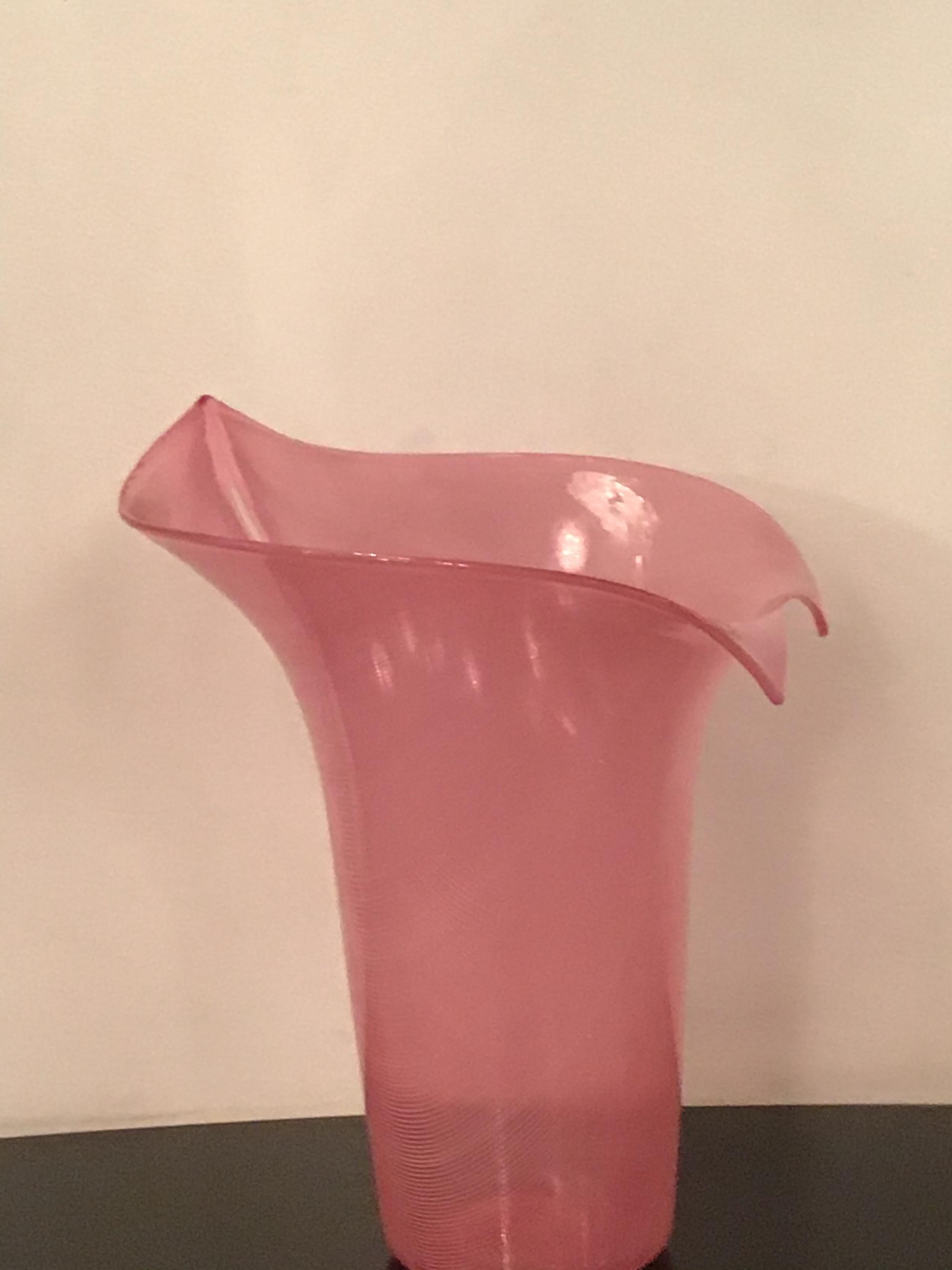 VENINI # Tyra Lundgren# Vase Filigrana Glass 1989 Murano Italy For Sale 3