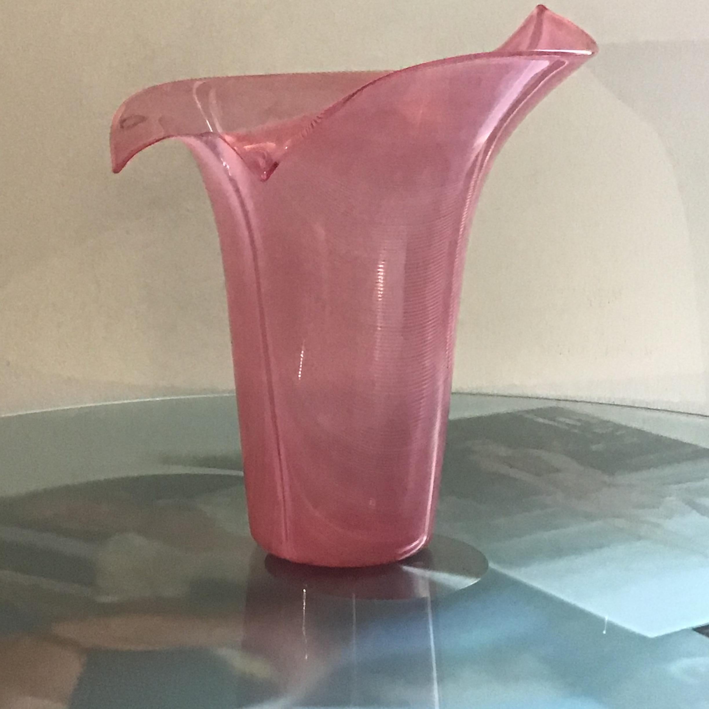 VENINI # Tyra Lundgren# Vase Filigrana Glass 1989 Murano Italy For Sale 10