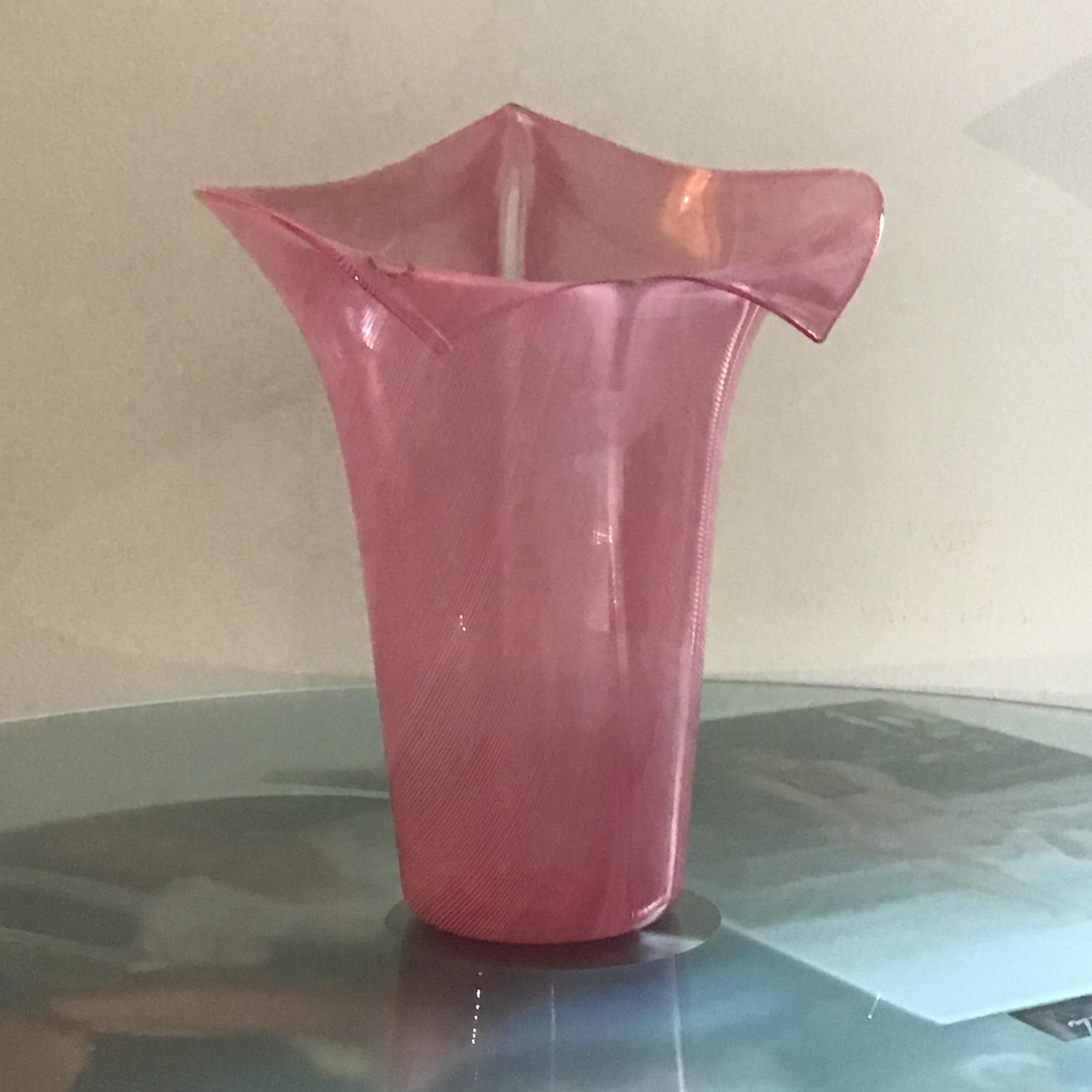 VENINI # Tyra Lundgren# Vase Filigrana Glass 1989 Murano Italy For Sale 11