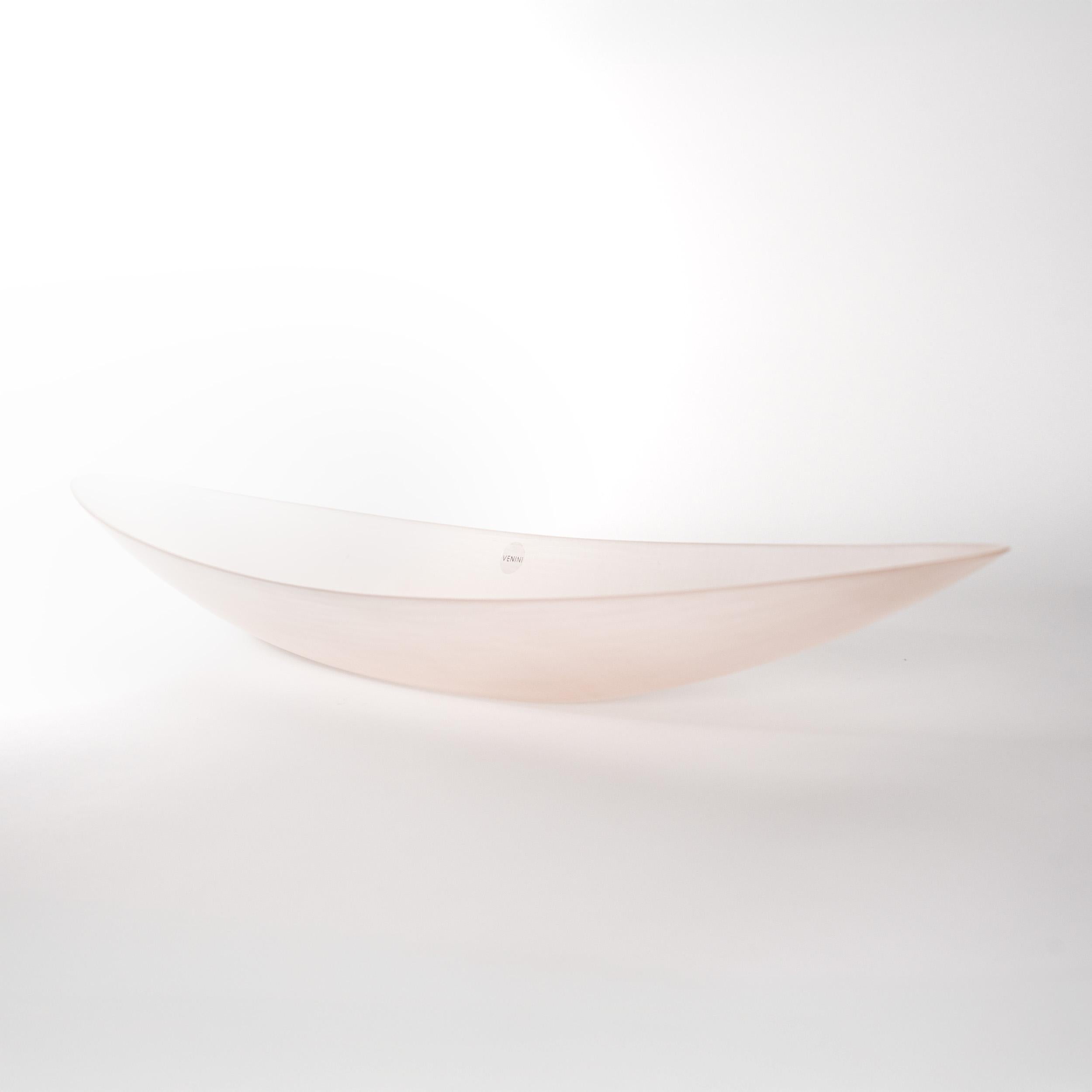 VENINI vaso Battuti Canoa rosa tenue in vetro di Murano Edizione numerata 32 Firmato 2005 in vendita 9