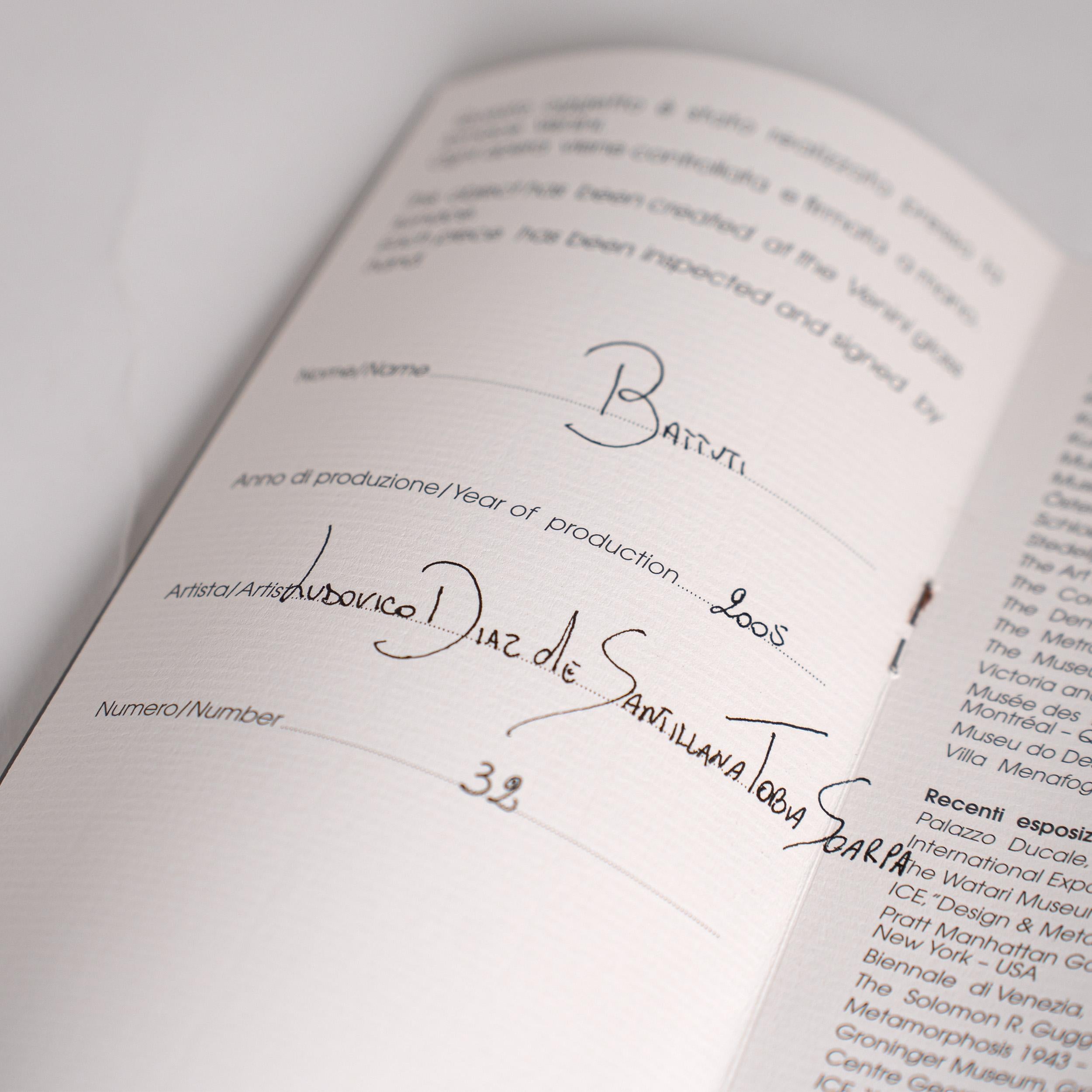 VENINI vaso Battuti Canoa rosa tenue in vetro di Murano Edizione numerata 32 Firmato 2005 in vendita 4