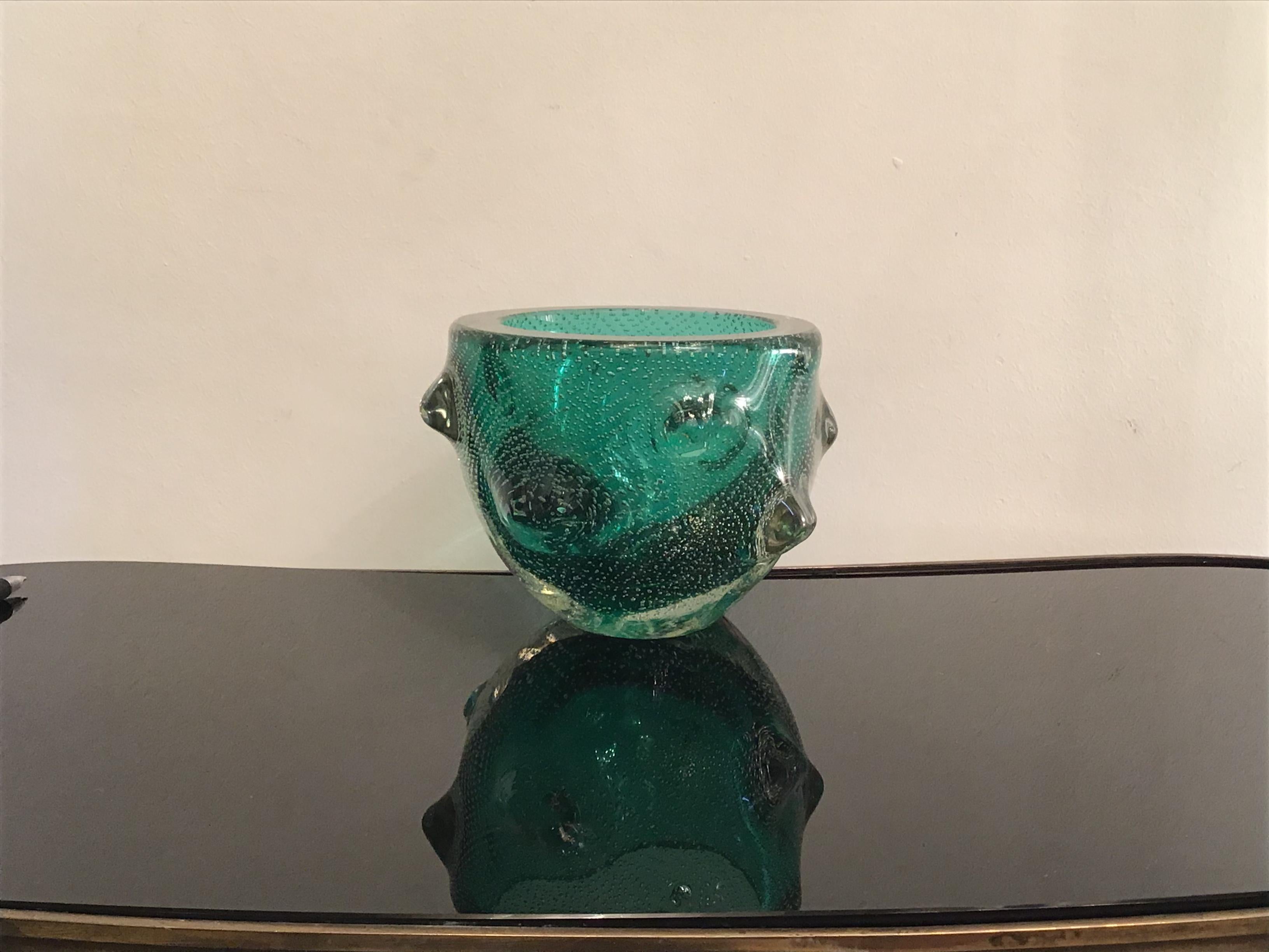Italian Venini Vase “Bugne” Murano Glass, 1940, Italy For Sale
