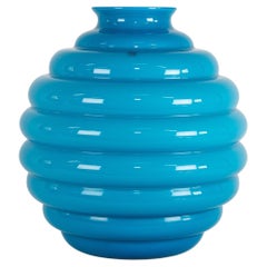 VENINI jarrón Deco de Martinuzzi Aguamarina Cristal de Murano Firmado 2012 Hecho en Italia