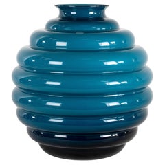 VENINI vase Deco by Martinuzzi Blue Horizon Murano Glass Signed 2014