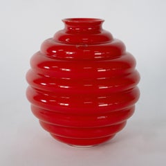 VENINI vase Deco by Martinuzzi Coral Red Murano Glass Signed 2014, Made in Italy