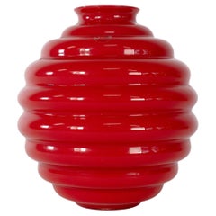 VENINI vase Deco by Martinuzzi Coral Red Murano Glass Signed 2014, Made in Italy