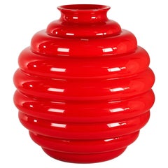 VENINI jarrón Deco de Martinuzzi Vidrio rojo de Murano, Firmado 2012, Made in Italy