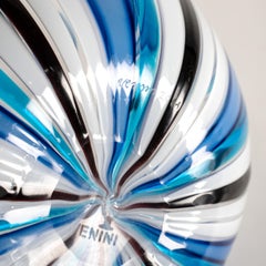 VENINI vase Fazzoletto A Canne Murano Glass, 90th Anniversary, Signed 2011