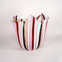 VENINI Vase Fazzoletto a Canne Murano Glas, Signiert 2010, handgefertigt in Italien