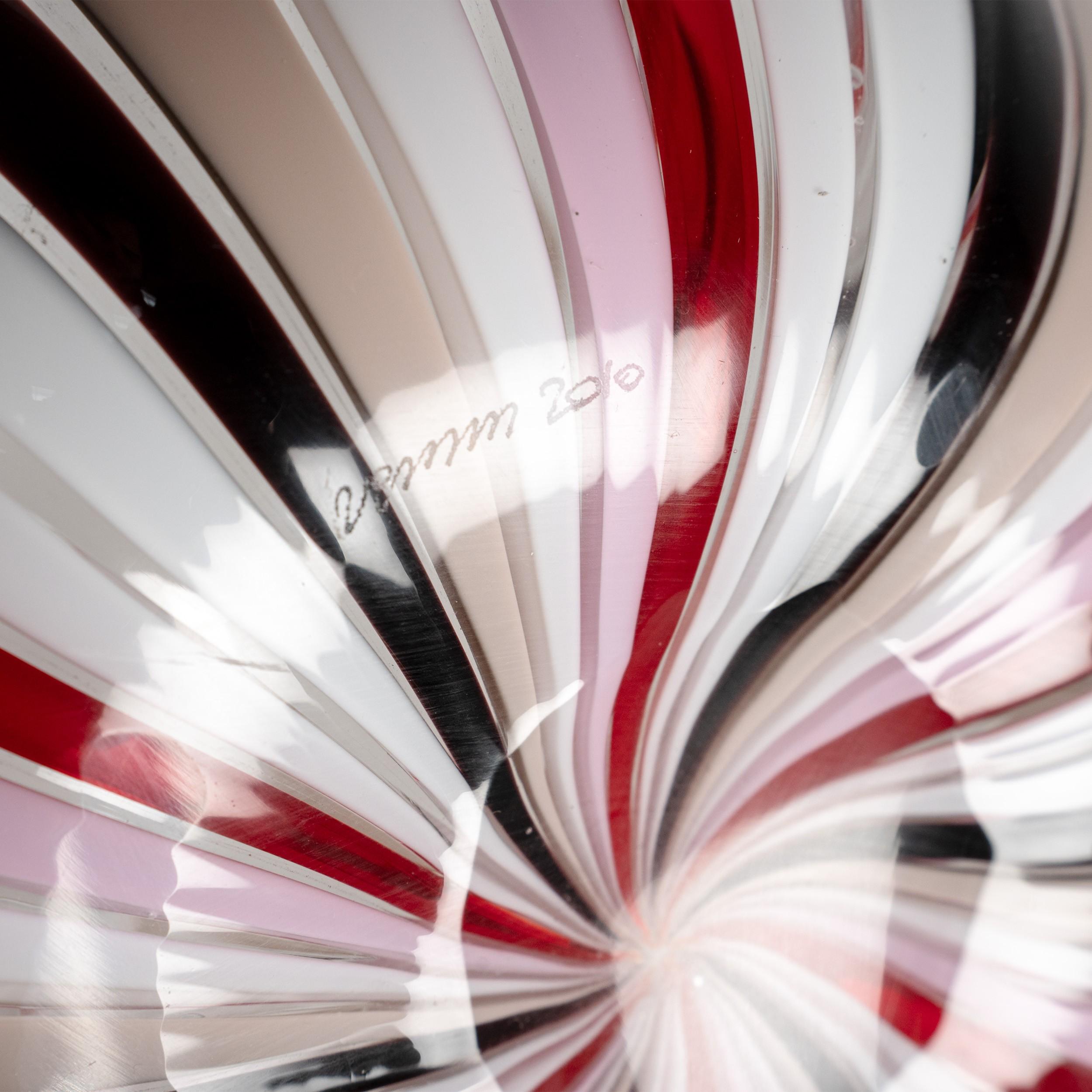 Mid-Century moderno Venini vaso Fazzoletto a Canne in vetro di Murano, firmato 2010, fatto a mano in Italia in vendita