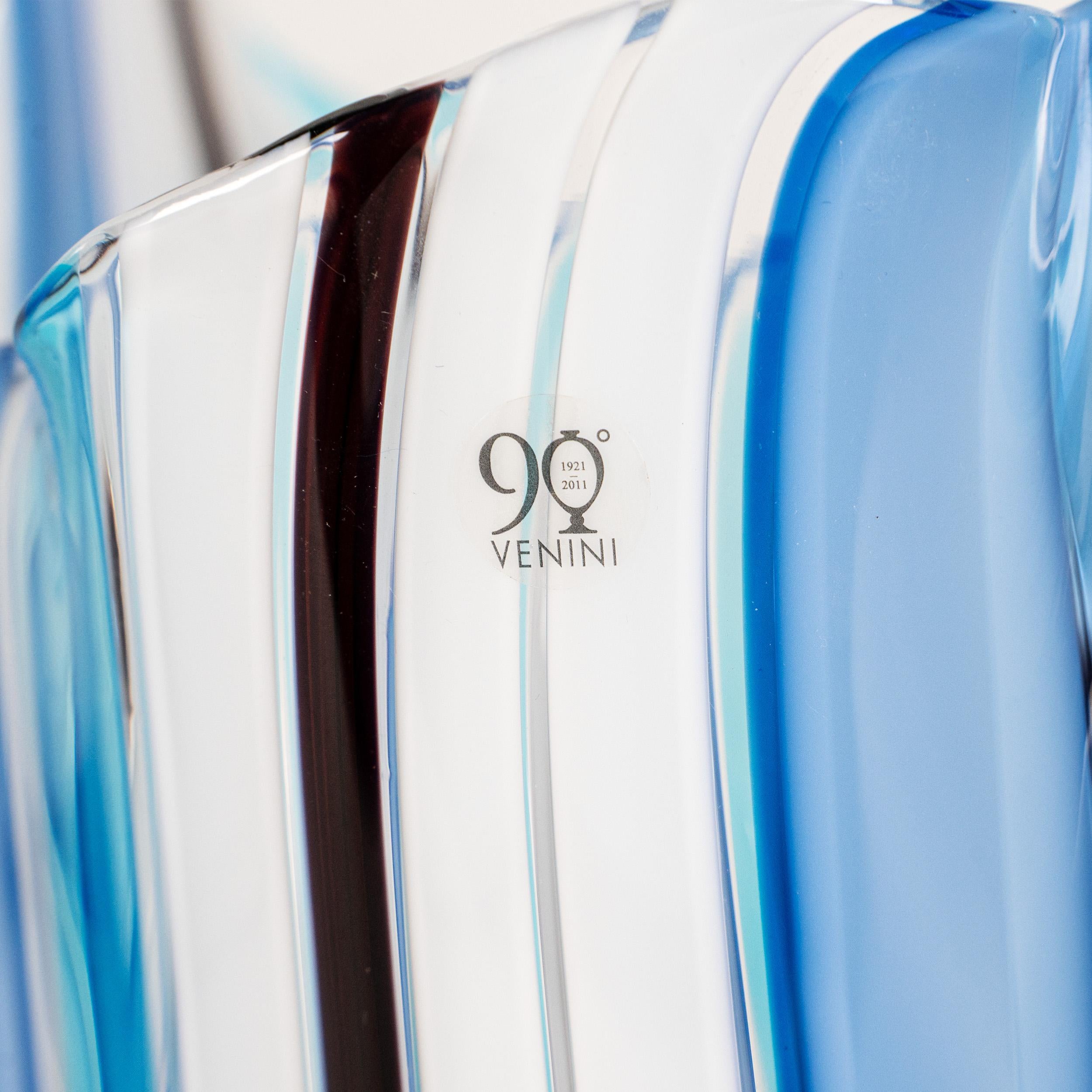 Italiano Venini vaso Fazzoletto A Canne in vetro di Murano, firmato 2011, fatto a mano in Italia in vendita