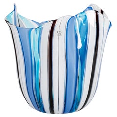 VENINI vase Fazzoletto A Canne Murano Glass, Signed 2011, handmade in Italy