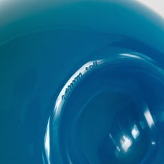 VENINI vase Fazzoletto Aquamarine & Green Murano Glass 90th, Signed 2011