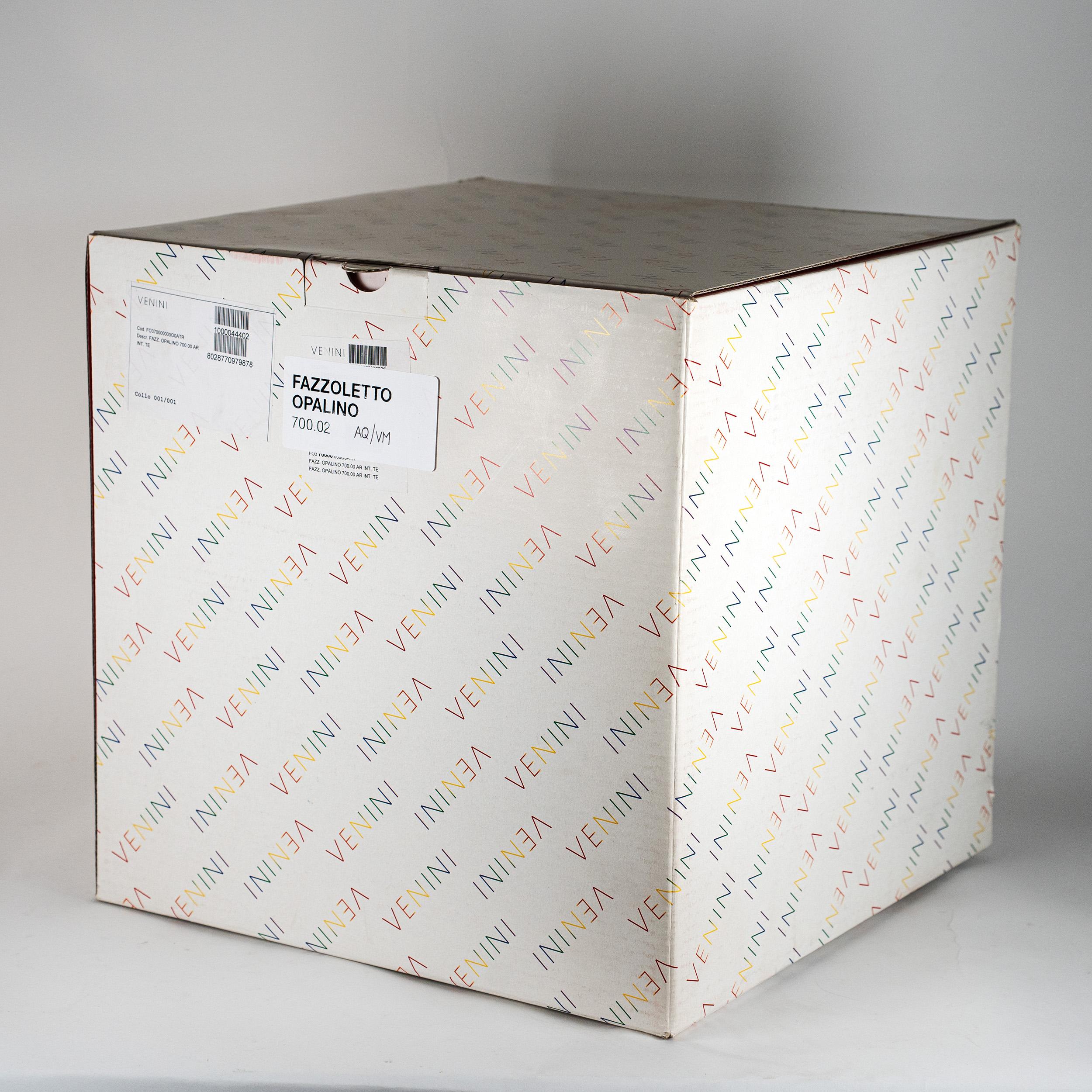 Vase VENINI Fazzoletto aigue-marine et vert en verre de Murano, signé 2010 en vente 1