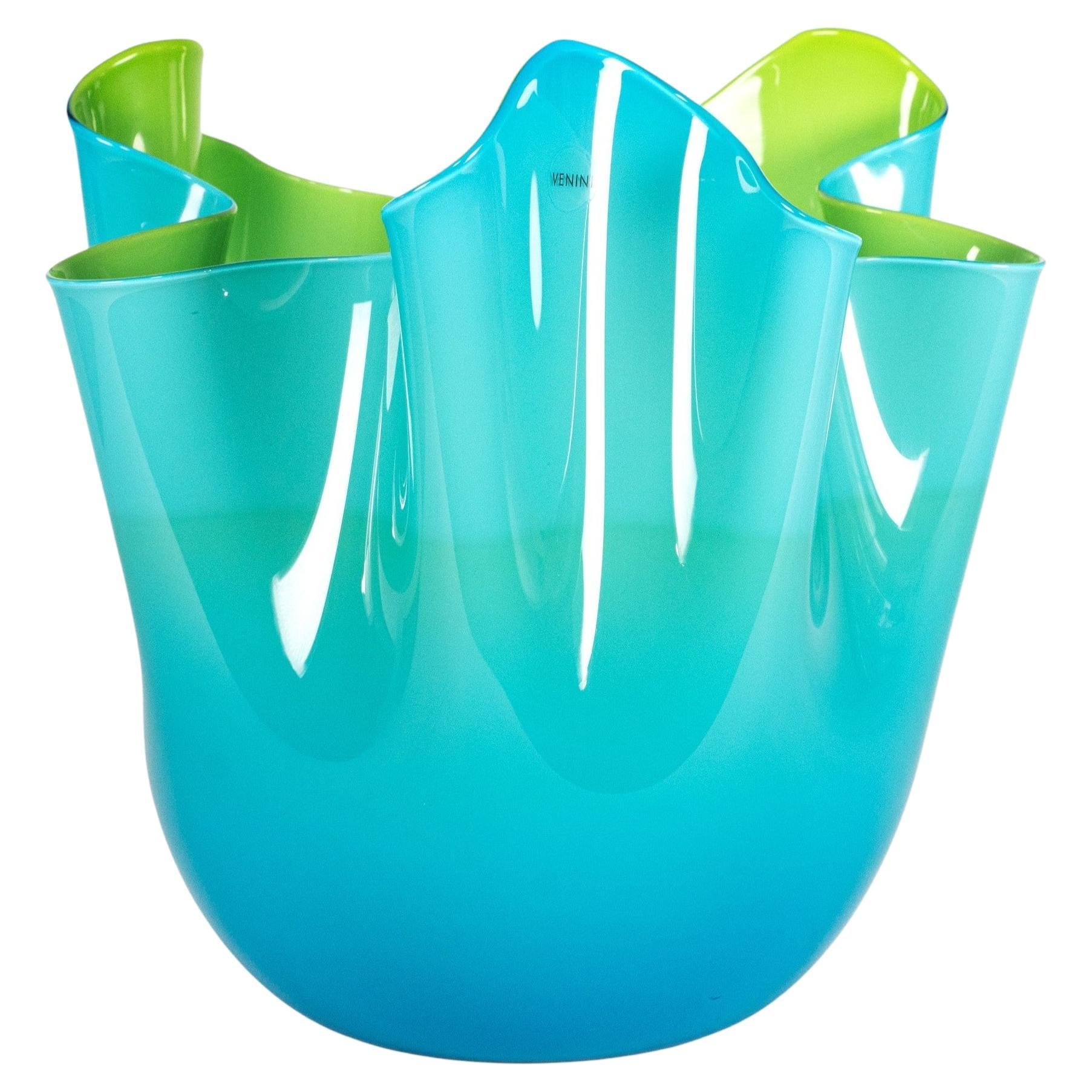 Venini vaso Fazzoletto Aquamarine
Greene Murano, firmato 2010