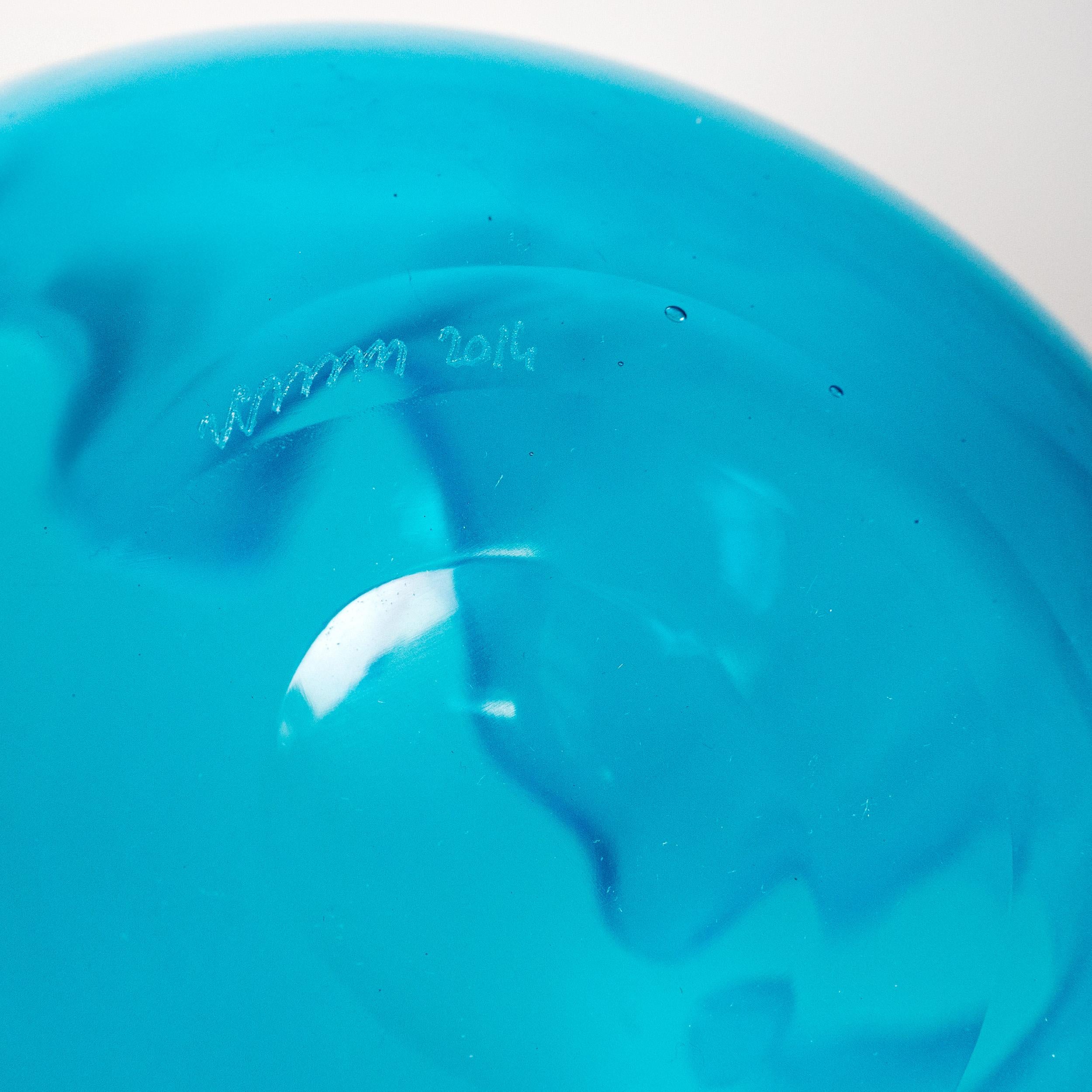 Mid-Century moderno Venini vaso Fazzoletto Acquamarina in vetro di Murano, firmato 1997, fatto a mano in Italia in vendita