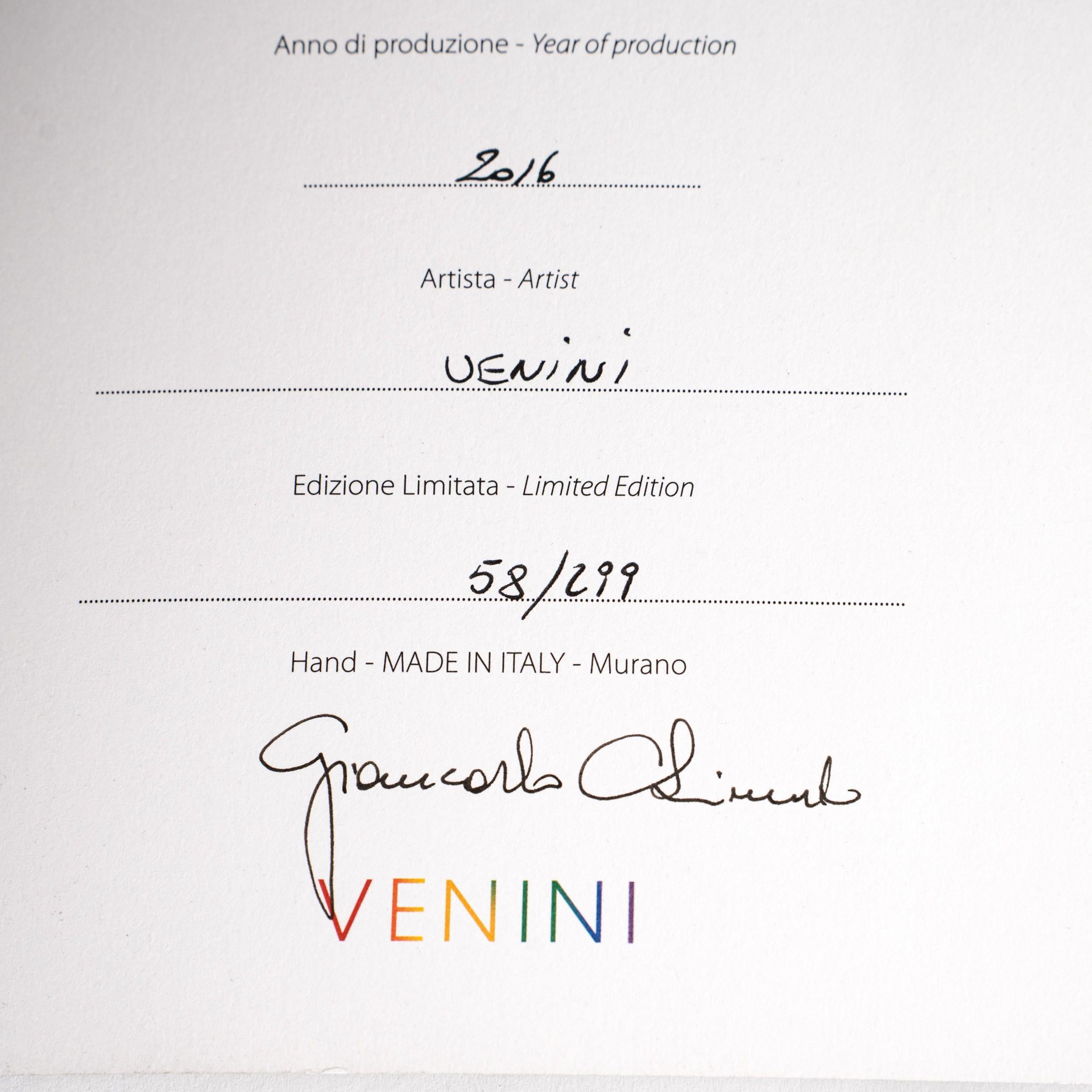 Venini vaso Fazzoletto Black & Greene Murano, Edizione limitata 58/299, 2016 In condizioni ottime in vendita a Venezia, IT