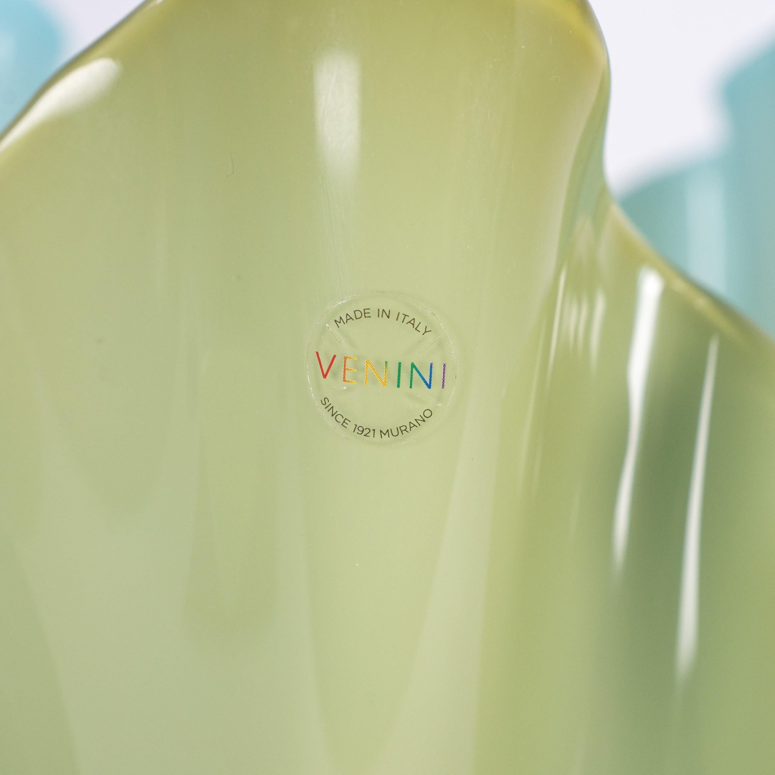 Italiano Venini vaso Fazzoletto Green & Aqua in vetro di Murano, Edizione limitata 30/299, 2015 in vendita