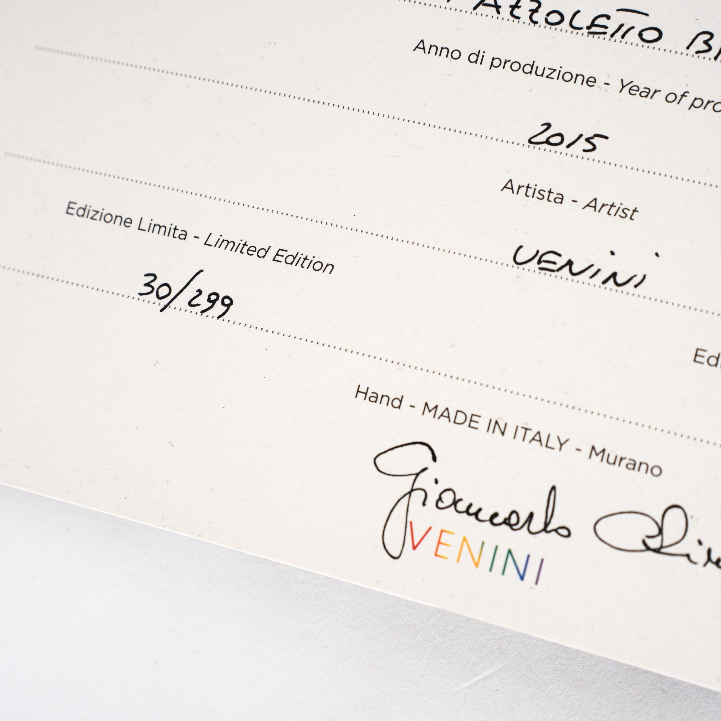 Venini vaso Fazzoletto Green & Aqua in vetro di Murano, Edizione limitata 30/299, 2015 In condizioni ottime in vendita a Venezia, IT