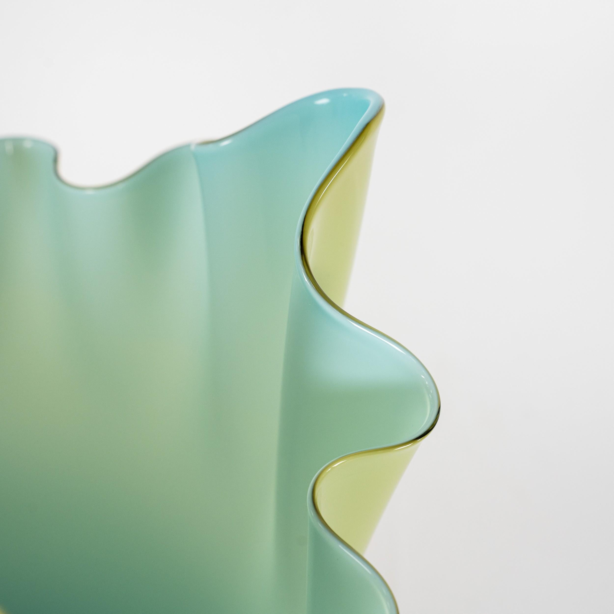 Venini vaso Fazzoletto Green & Aqua in vetro di Murano, Edizione limitata 30/299, 2015 in vendita 1