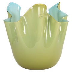 VENINI jarrón Fazzoletto Verde y Aqua de cristal de Murano, Edición limitada 30/299, 2015