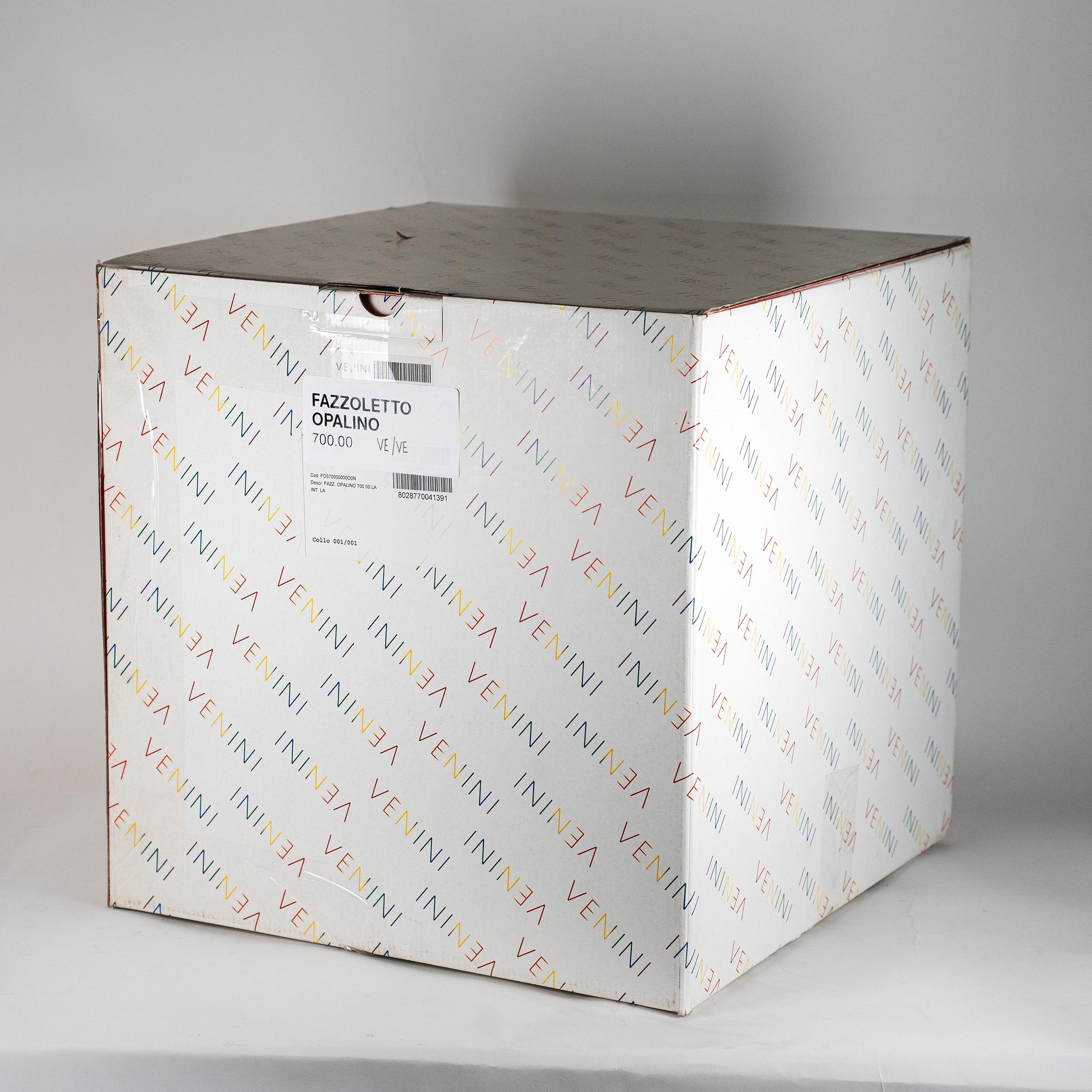 Vase VENINI Fazzoletto Vert Verre de Murano, Signé 2014, fait main en Italie en vente 1