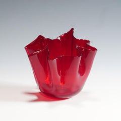 Venini Vase 'Fazzoletto' in Red, Venice Murano, 1950s