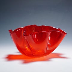 Venini Vase 'Fazzoletto' in red, Venice Murano 1950s