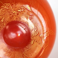 VENINI vase Fazzoletto Orange/Milk with Gold details, Murano Glass, Signed 2000