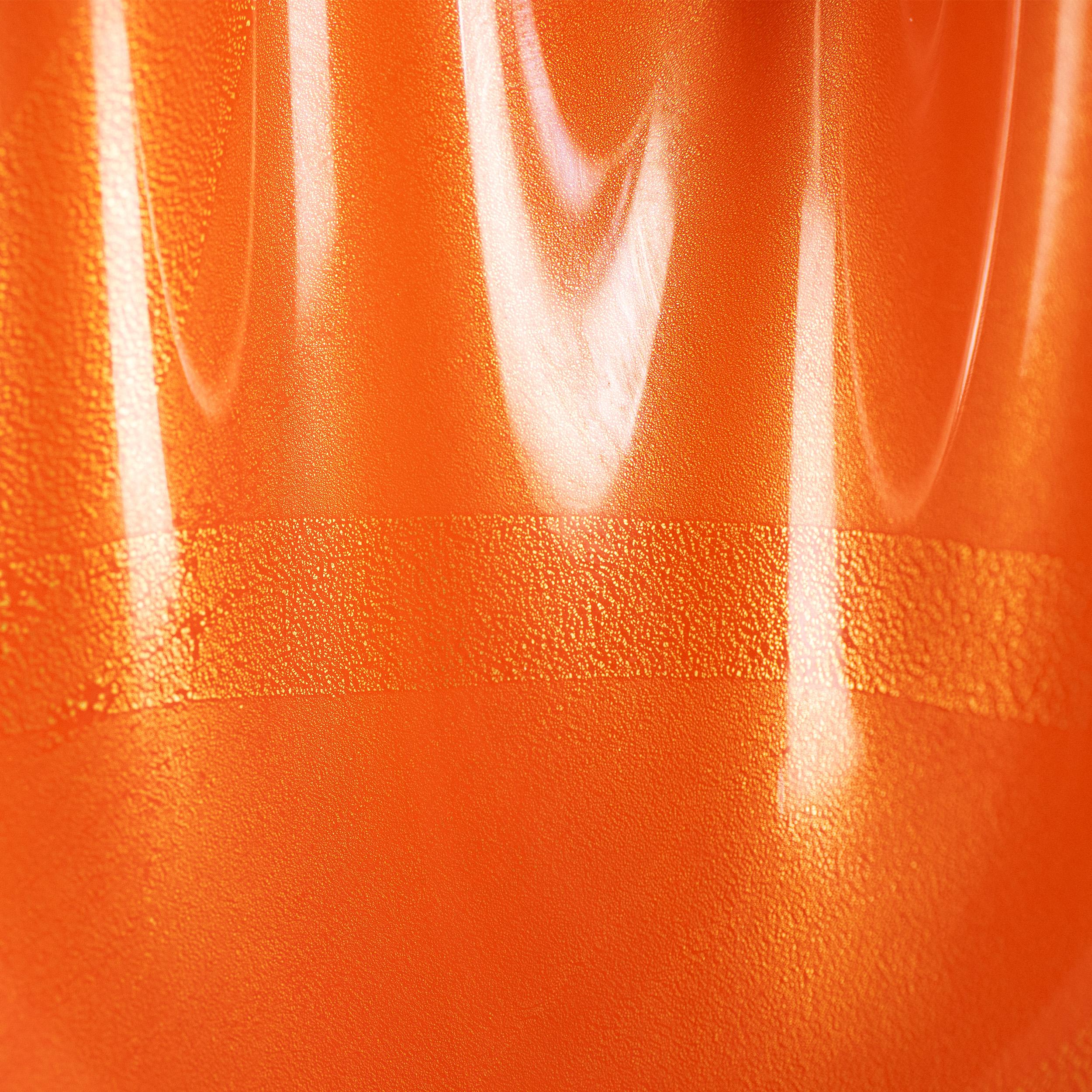 VENINI jarrón Fazzoletto Naranja/Leche con detalles dorados, Vidrio de Murano, Firmado 2000 Siglo XXI y contemporáneo en venta