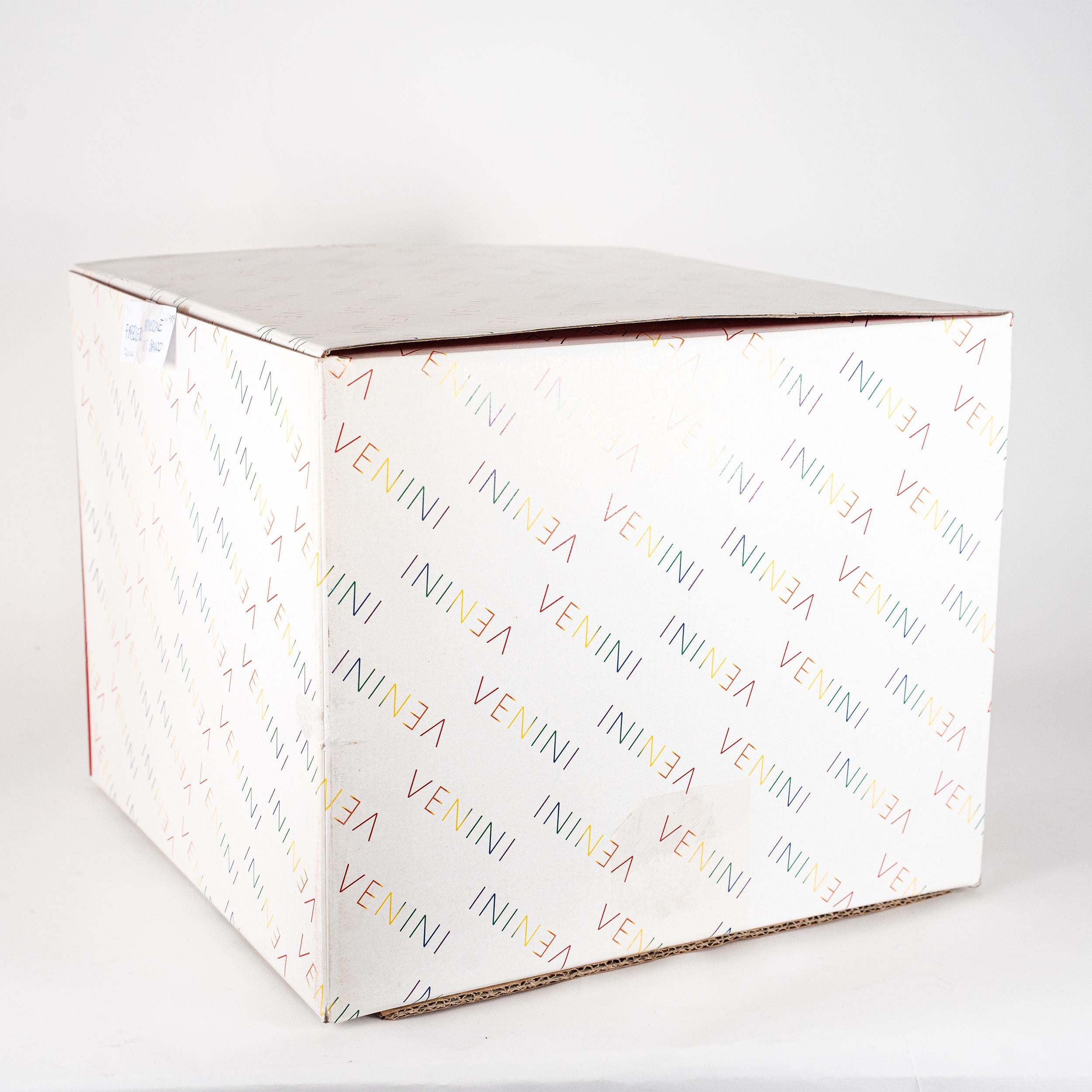 VENINI jarrón Fazzoletto Naranja/Leche con detalles dorados, Vidrio de Murano, Firmado 2000 en venta 1