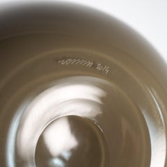 VENINI vase Fazzoletto Taupe Grey Murano Glass, Signed 2014, handmade in Italy