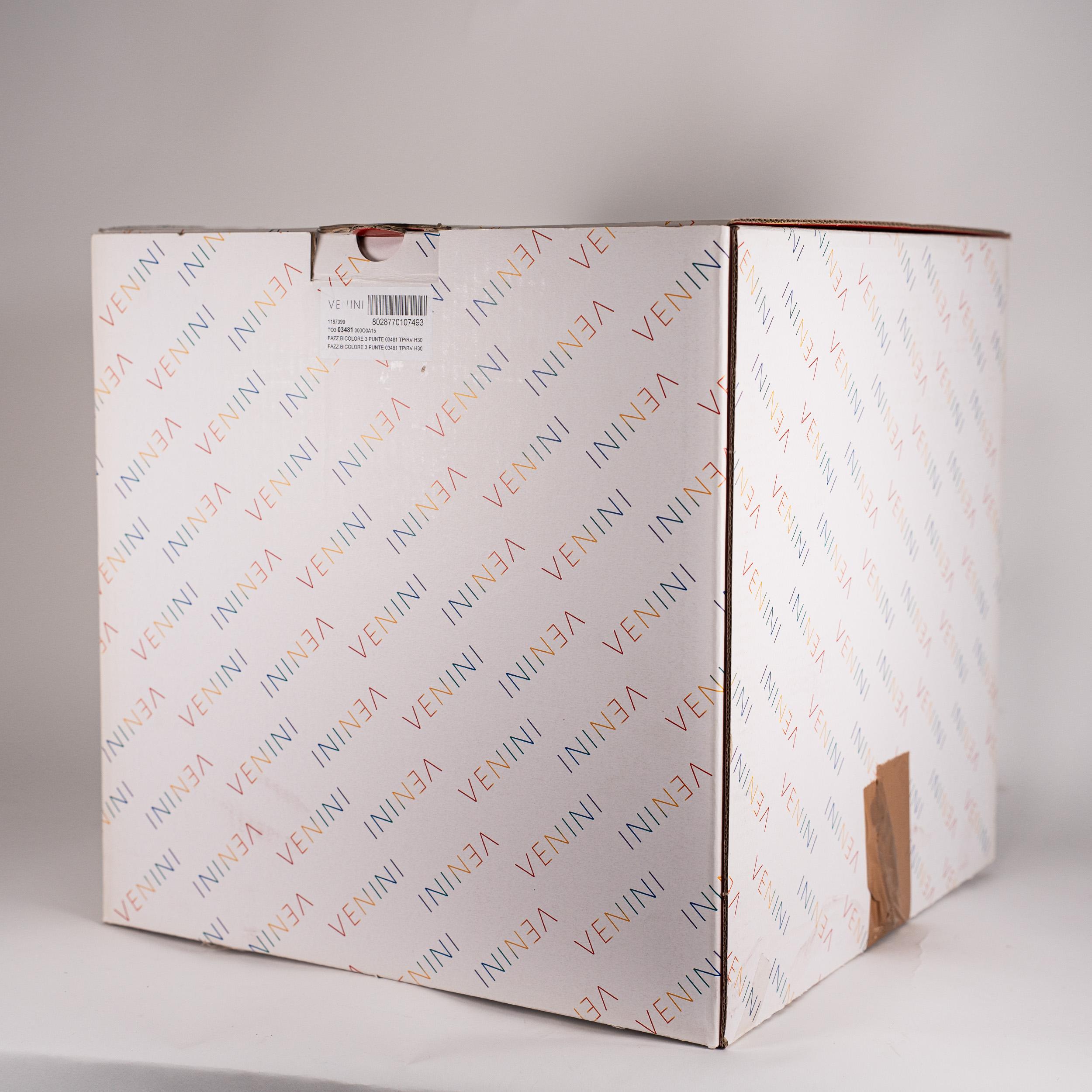 Vetro soffiato Venini vaso Fazzoletto Taupe Grey-Red in vetro di Murano, Edizione limitata 6/299, 2015 in vendita