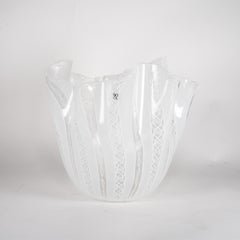 VENINI Vase Fazzoletto Zanfirico Murano Glas, Signiert 2012, 90° Jahrestag