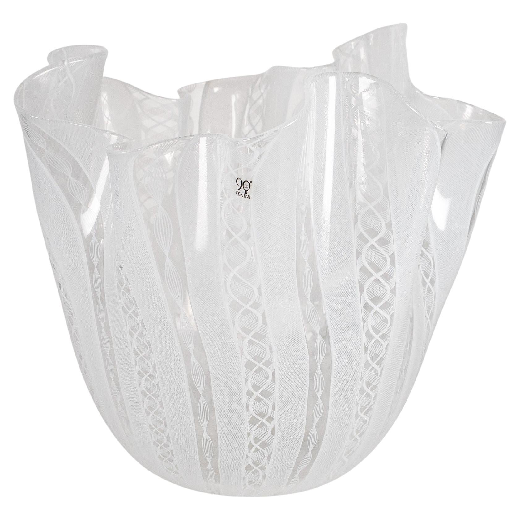 Vaso Venini Fazzoletto Zanfirico in vetro di Murano, firmato 2012, 90° Anniversario