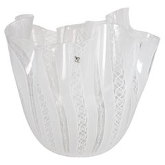 VENINI vase Fazzoletto Zanfirico Murano Glass, Signed 2012, 90° Anniversary