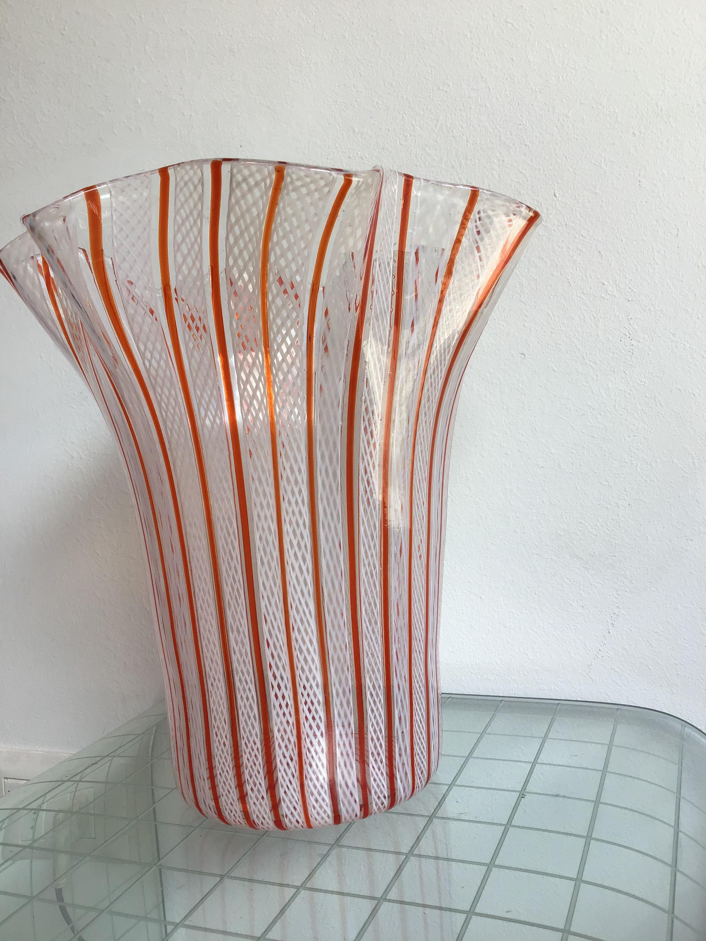 Venini Vase Filigrana Murano Glass, 1930, Italy For Sale 4