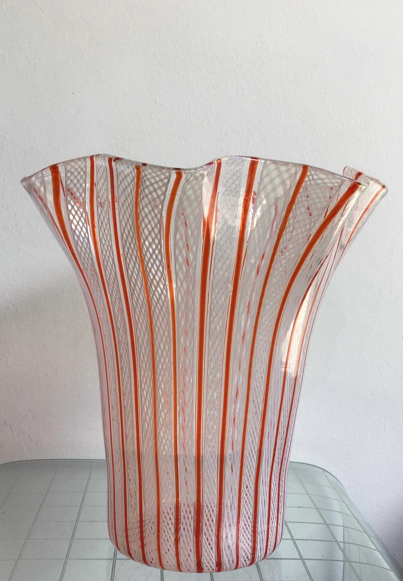 Venini Vase Filigrana Murano Glass, 1930, Italy For Sale 7