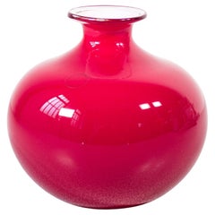 Venini Vase in Murano Blown Glass, Red Opaline, Italy, 1985