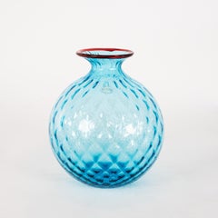 VENINI vase Monofiore Aquamarine and Red Murano glass, 2014, Made in Italy