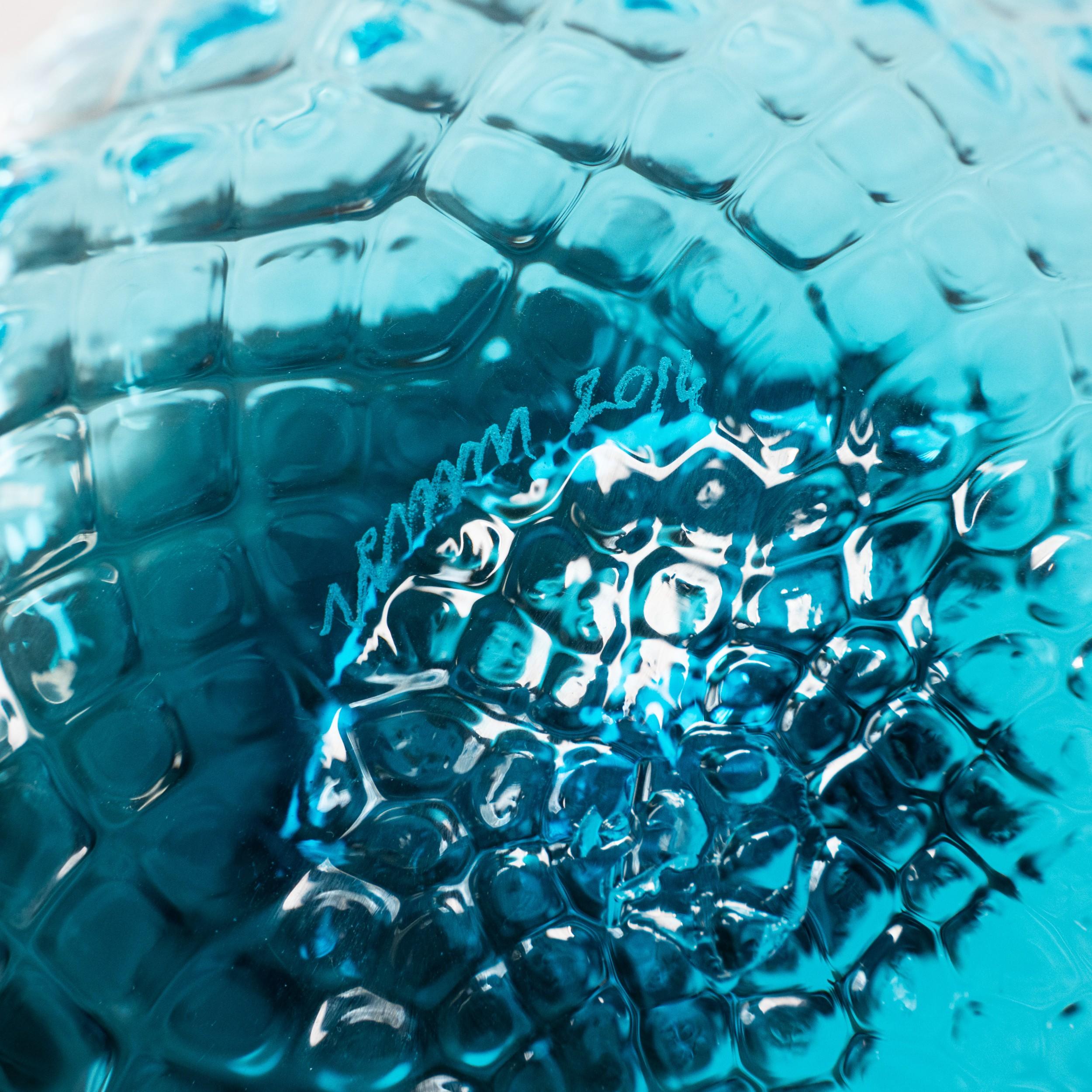 Italiano Venini vaso Monofiore Acquamarina e Rosso Murano, 2014, Made in Italy in vendita