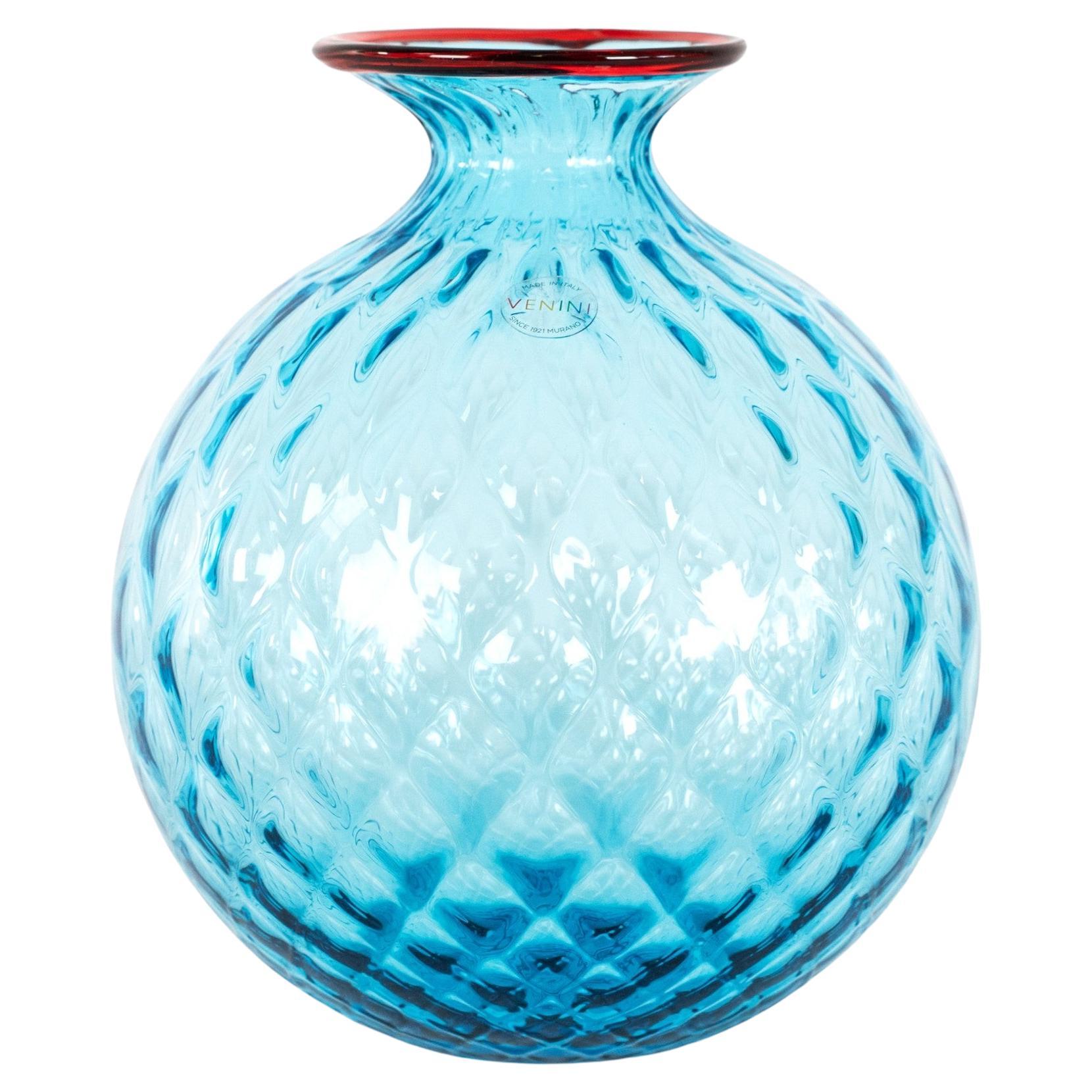 Venini vaso Monofiore Acquamarina e Rosso Murano, 2014, Made in Italy