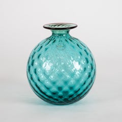 Vase VENINI Monofiore Verre de Murano vert menthe et rouge, édition limitée 127/199