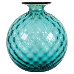 VENINI vase Monofiore Mint Green and Red Murano glass, Limited Edition 127/199