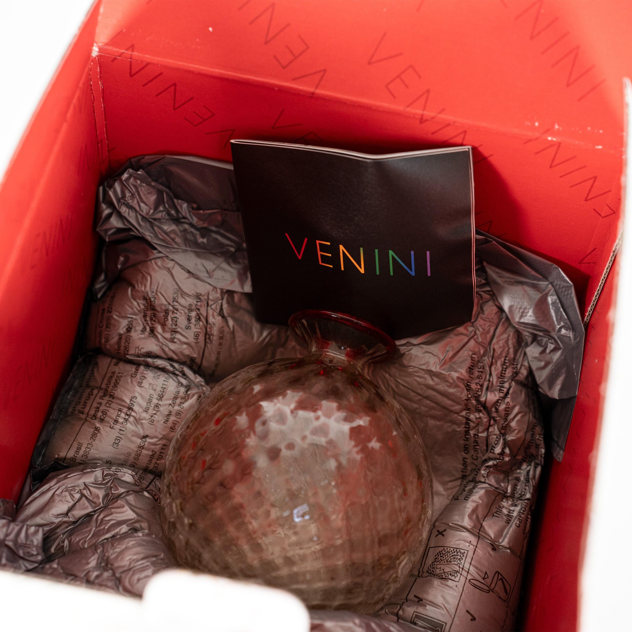 Venini vaso Monofiore Paglia e Rosso in vetro di Murano Made in Italy 90° Anniversario In condizioni ottime in vendita a Venezia, IT