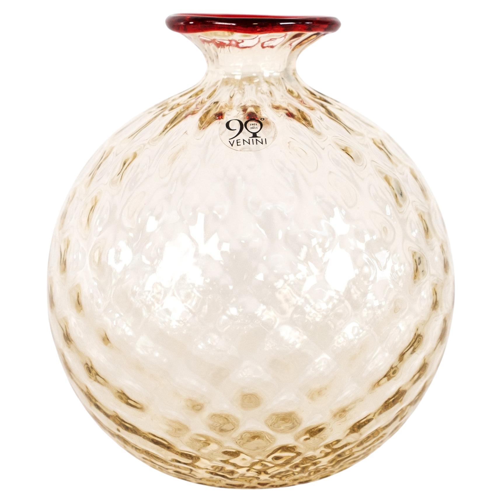 Venini vaso Monofiore Paglia e Rosso in vetro di Murano Made in Italy 90° Anniversario in vendita