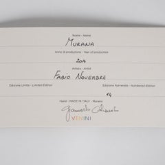 VENINI vase Murana, Pagliesco color Murano Glass Numbered edition 14 Signed 2014